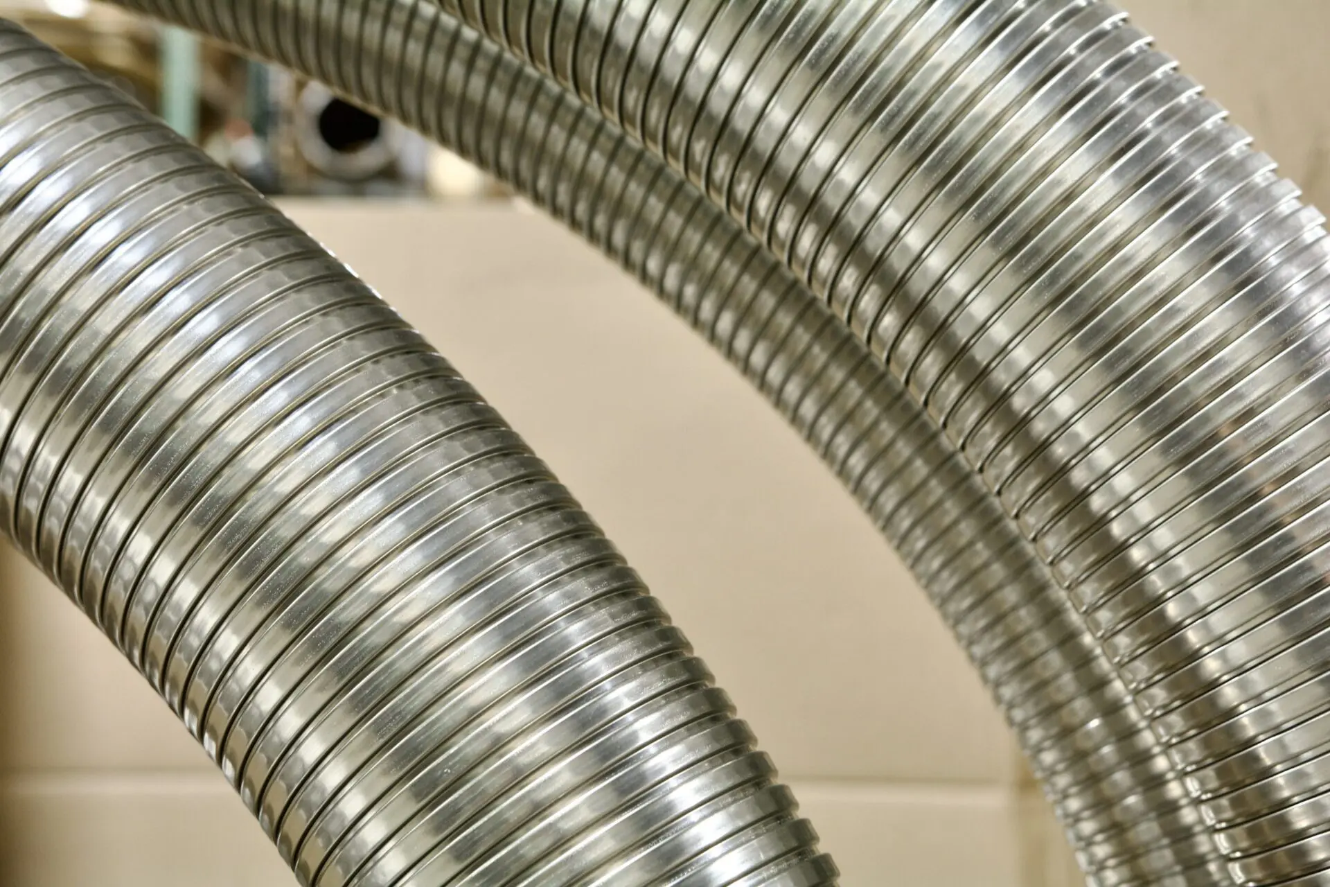 Up close of interlocked exhaust hose