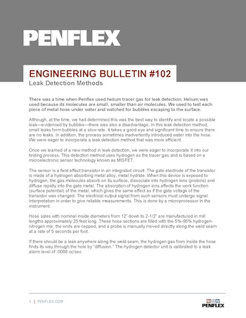 Thumbnail for engineering bulletin 102 about leak detection methods for metal hose.