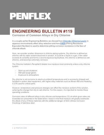 Thumbnail for engineering bulletin 119 about corrosion of common alloys in dry chlorine.