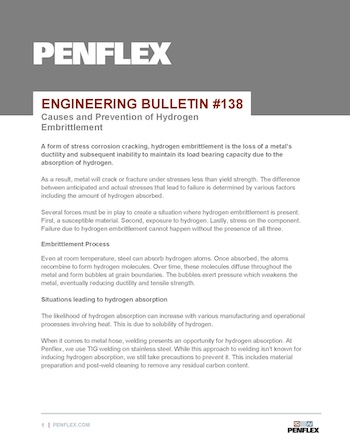 Thumbnail for engineering bulletin 138 about hydrogen embrittlement.