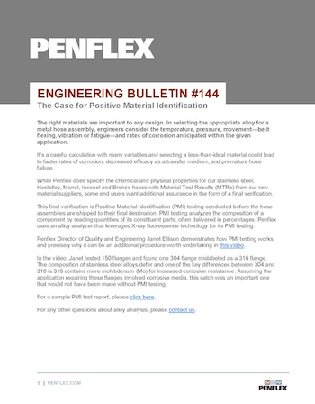 Thumbnail for engineering bulletin 144 about positive material identification.