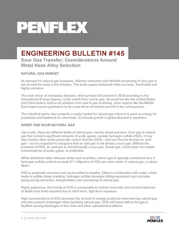 Thumbnail for engineering bulletin 145 about alloy selection for sour gas transfer.