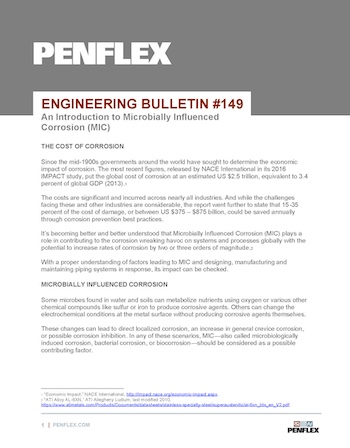 Thumbnail for engineering bulletin 149 about microbially influenced corrosion.