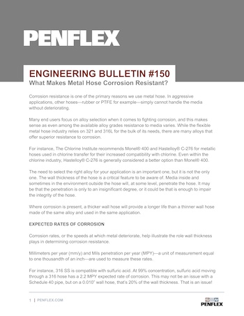 Thumbnail for engineering bulletin 150 about the role of wall thickness in corrosion resistance.