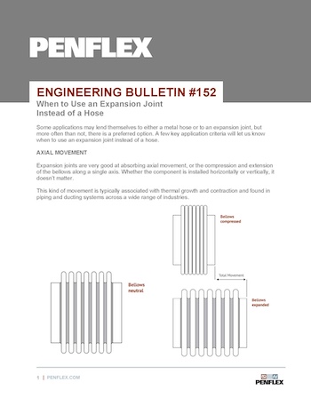 Thumbnail for engineering bulletin 152 about when to use an expansion joint instead of a hose.