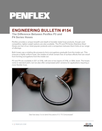 Thumbnail for engineering bulletin 154 about the differences between Penflex P3 and P4 hose series.