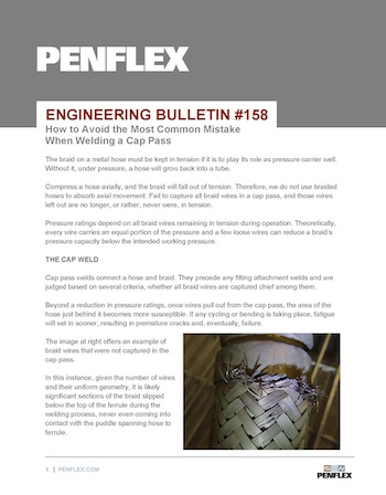 Thumbnail for engineering bulletin 158 on proper cap pass weld technique.