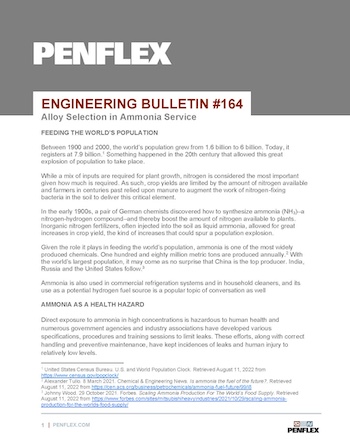 Thumbnail for engineering bulletin 164 on alloy selection for ammonia service.