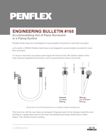 Thumbnail for engineering bulletin 165 about accommodating out of plane movement in a piping system.