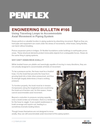 Thumbnail for engineering bulletin 166 about accommodating axial movement in a piping system through the use of traveling loops.