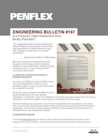 Thumbnail for engineering bulletin 167 about whether it's possible to have a pressure tight interlocked hose.