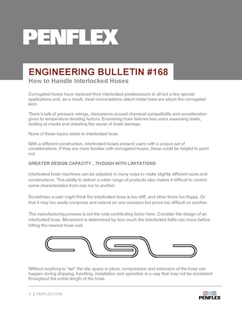 Thumbnail for engineering bulletin 168 about handling interlocked hose.