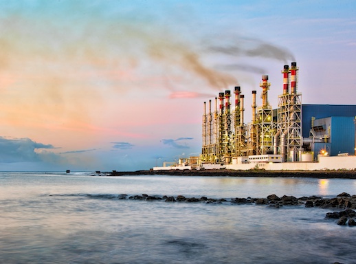 Sunrise at desalination plant in the Canary Islands.