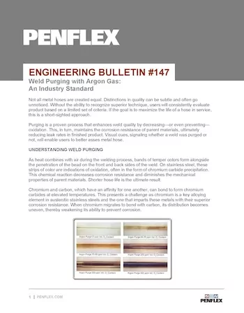 Thumbnail for engineering bulletin 147 about weld purging with argon gas.